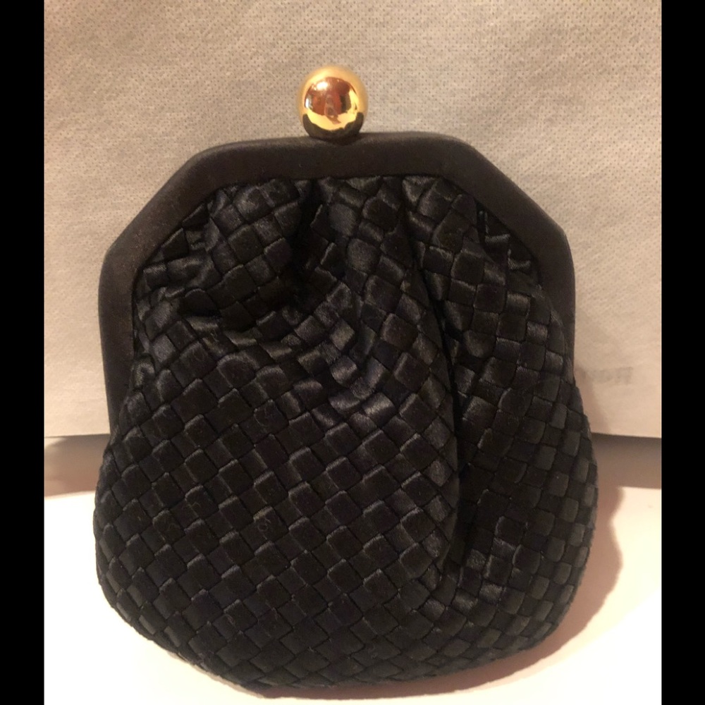 Vintage LaRegale Ltd. handmade black silk woven clutch/ crossbody.